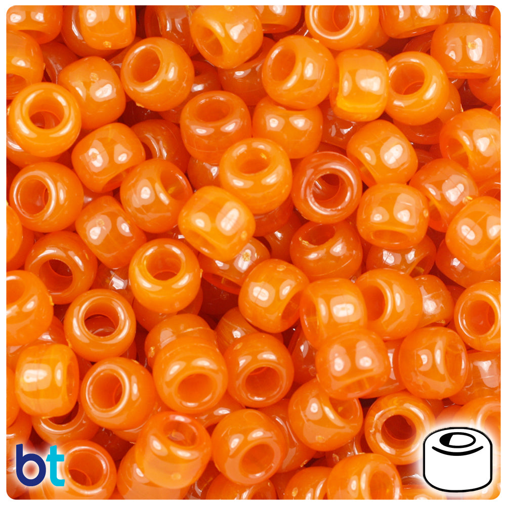 Tiger Coral Transparent 9mm Barrel Pony Beads (500pcs)