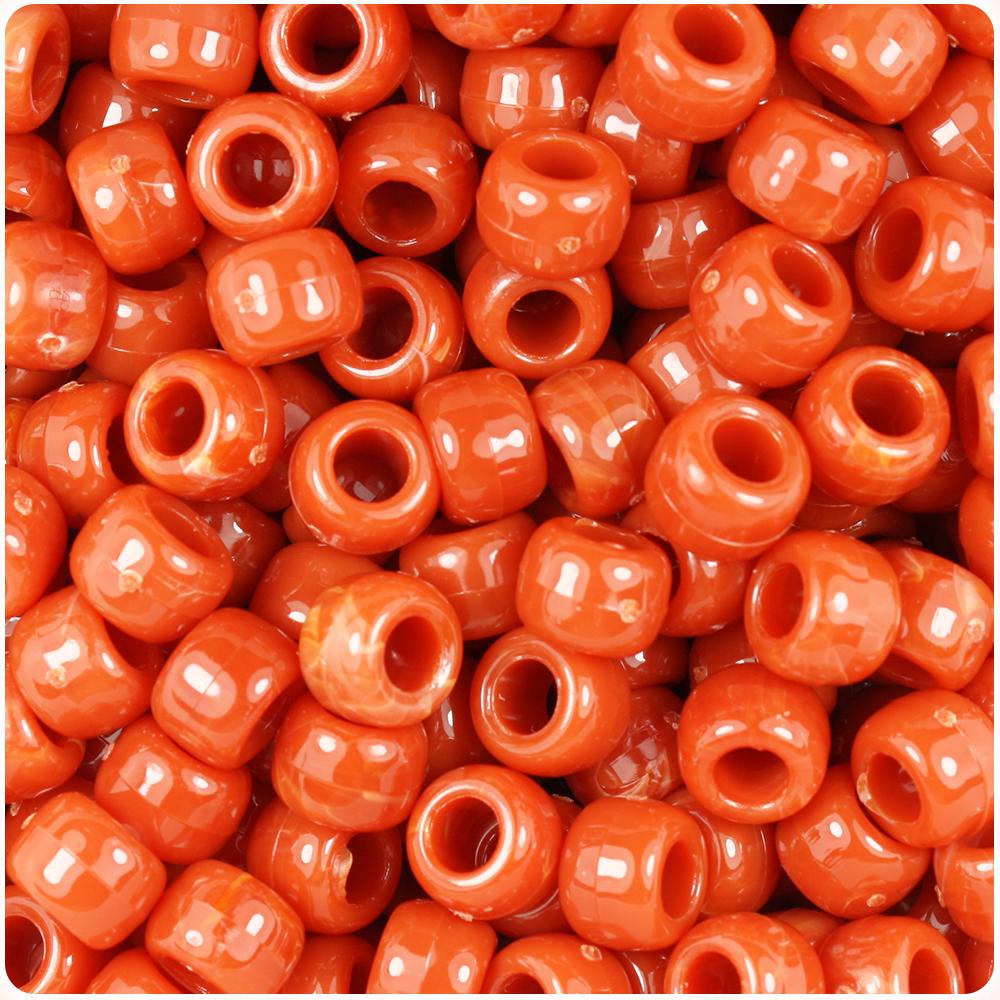 Cinnabar Opaque 9mm Barrel Pony Beads (100pcs)
