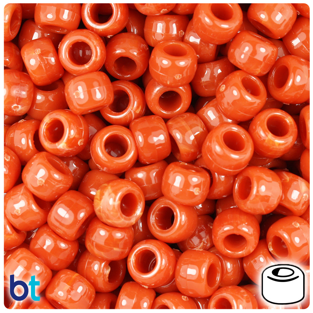 Cinnabar Opaque 9mm Barrel Pony Beads (500pcs)