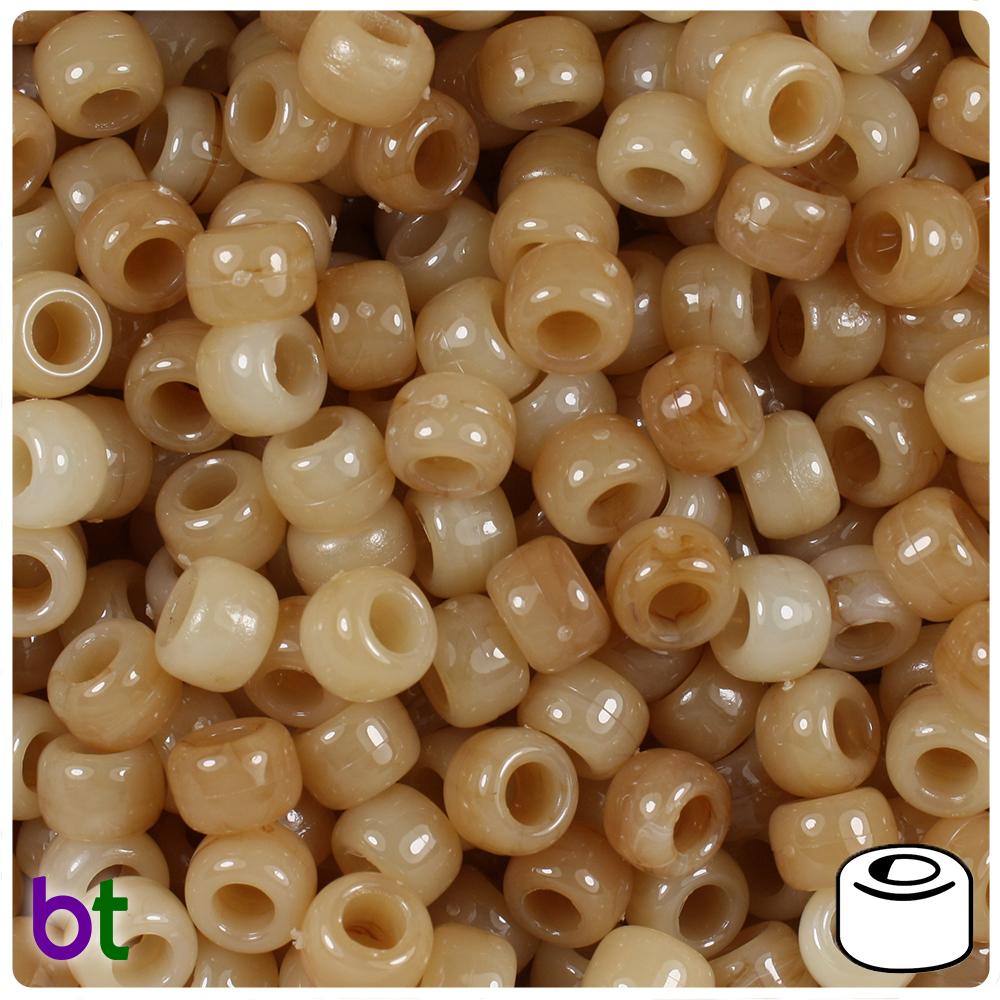 Light Bone Mix Opaque 9mm Barrel Pony Beads (100pcs)