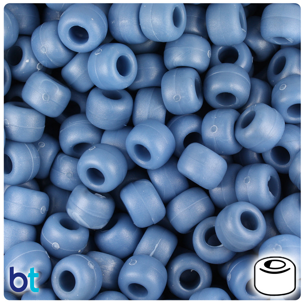 Denim Marbled Matte 9mm Barrel Pony Beads (500pcs)