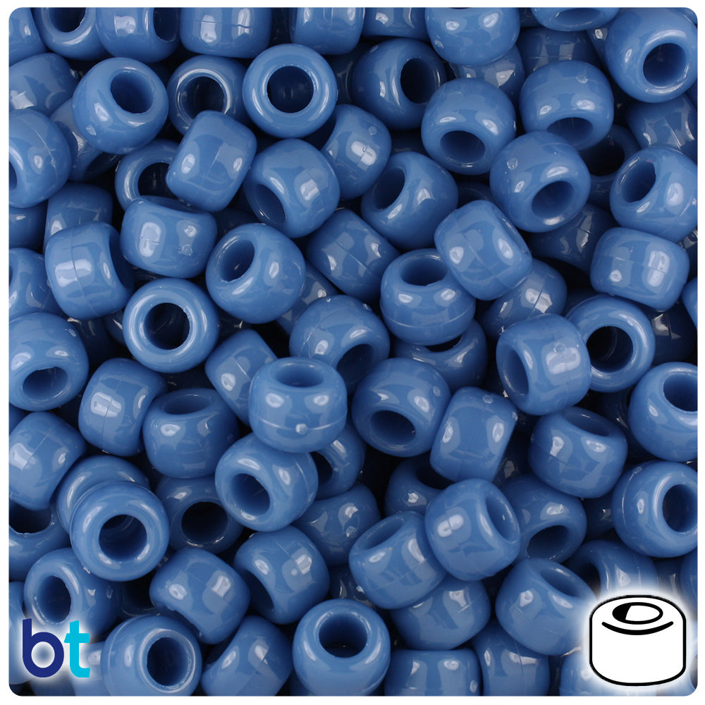 BeadTin Baby Blue Matte 9mm Barrel Pony Beads (500pc) 