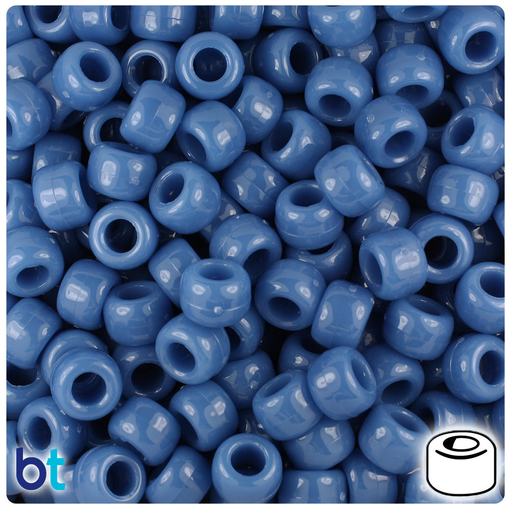 Denim Marbled 9mm Barrel Pony Beads (500pcs)