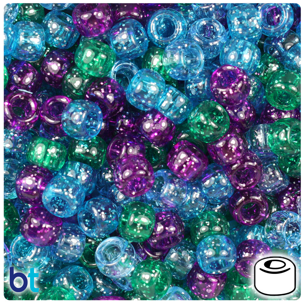Cool Mix Sparkle 9mm Barrel Pony Beads (500pcs)