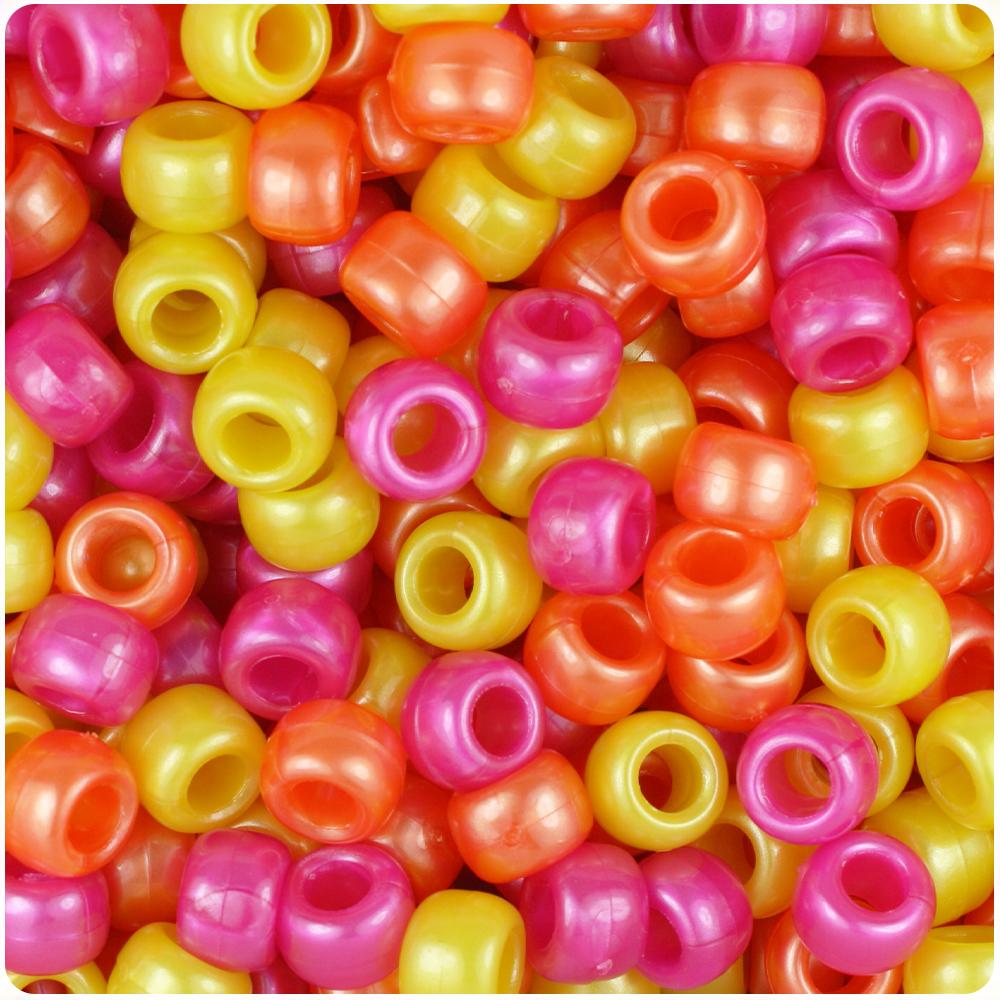Summer Mix Pearl Barrel Pony Beads (100pcs)