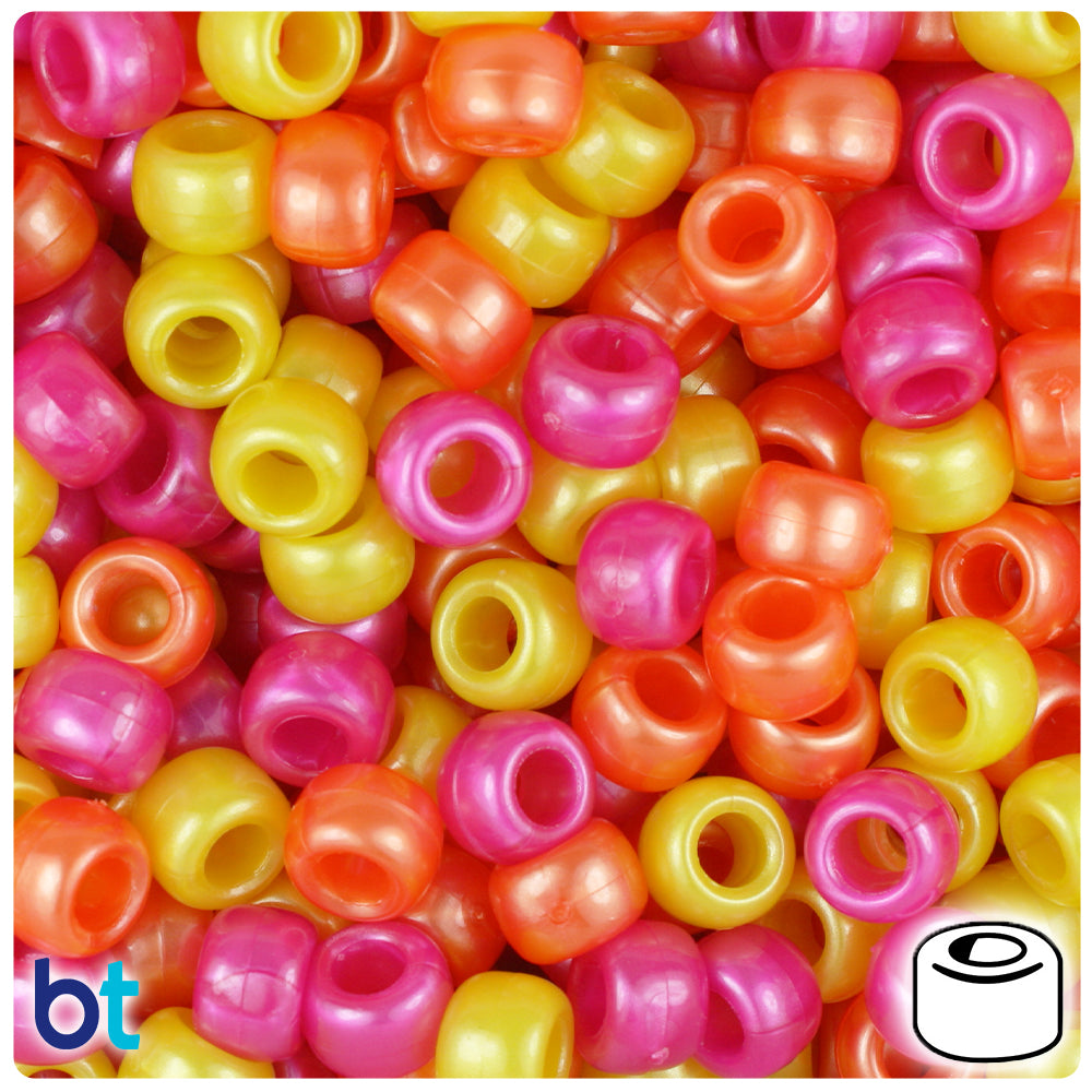 Summer Mix Pearl Barrel Pony Beads (500pcs)
