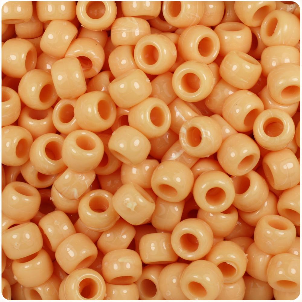 Sand Opaque 9mm Barrel Pony Beads (100pcs)