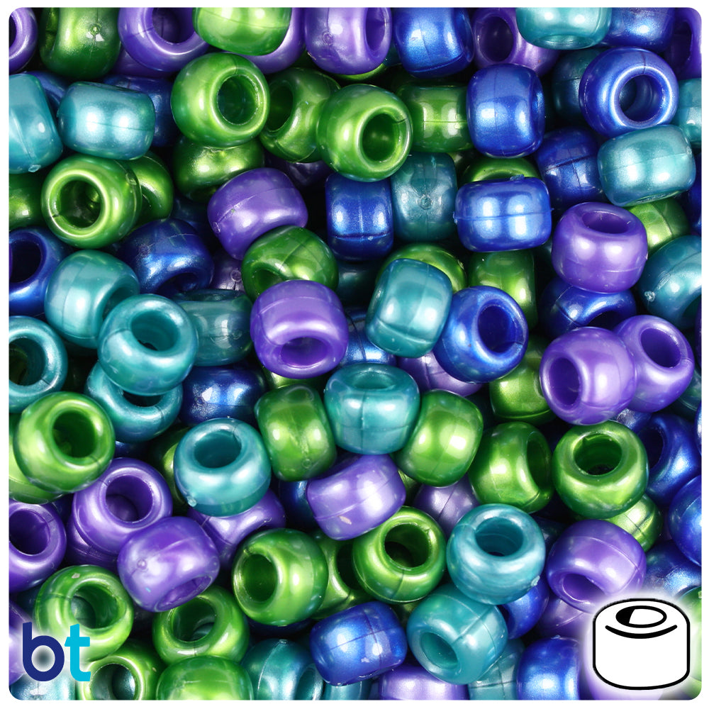 Cool Mix Pearl 9mm Barrel Pony Beads (500pcs)