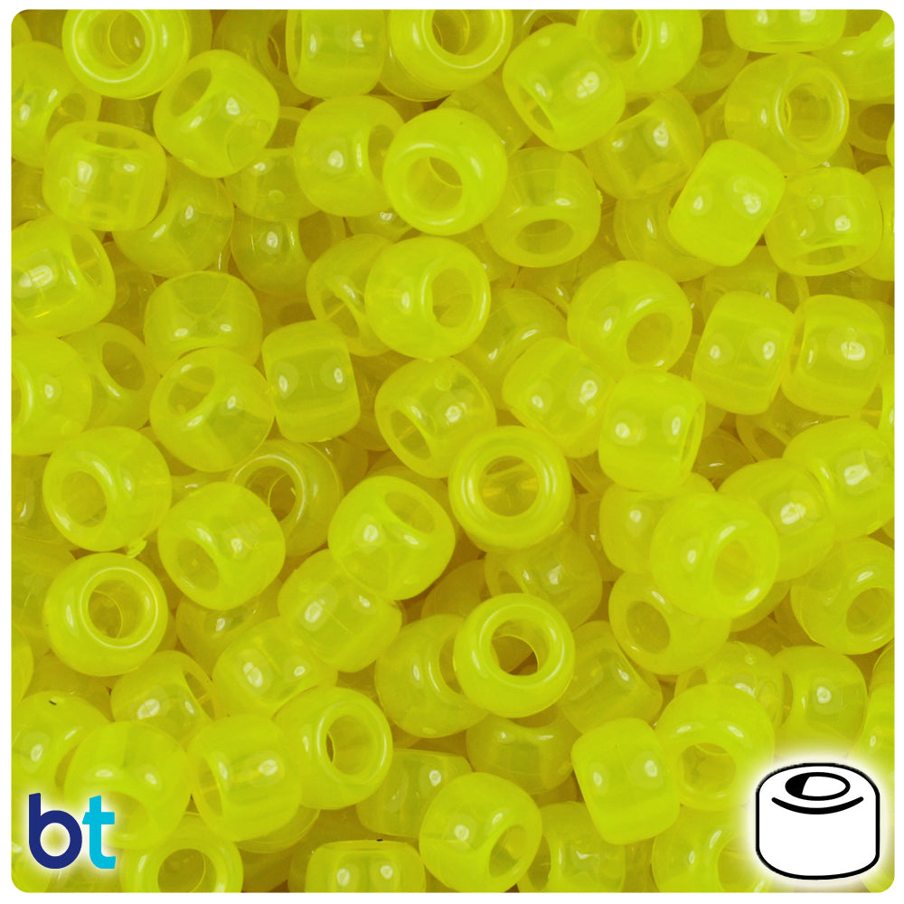 Lure Yellow Transparent 9mm Barrel Pony Beads (500pcs)