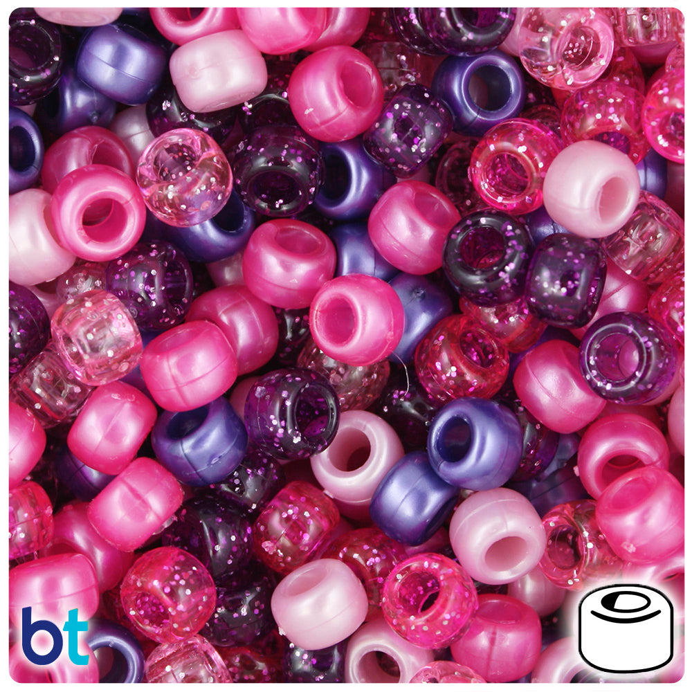 Cotton Candy Multi 9mm Barrel Pony Beads (500pcs)