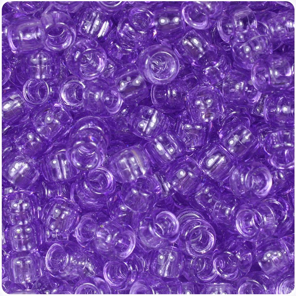 Pale Amethyst Transparent 9mm Barrel Pony Beads (100pcs)