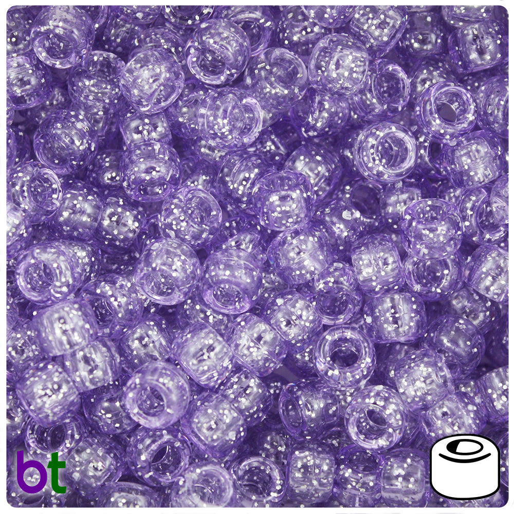 Pale Amethyst Sparkle 9mm Barrel Pony Beads (100pcs)