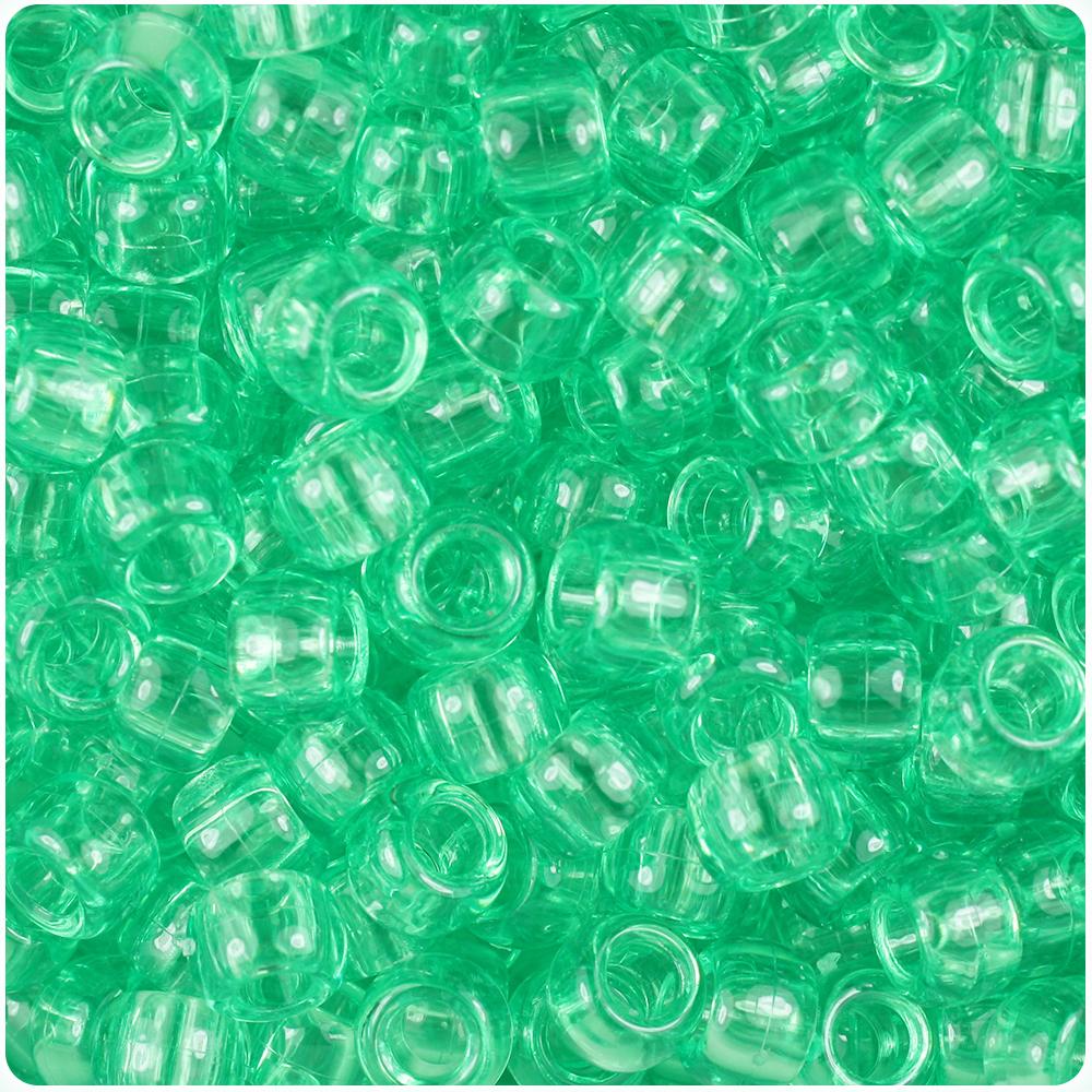 Peridot Transparent 9mm Barrel Pony Beads (100pcs)