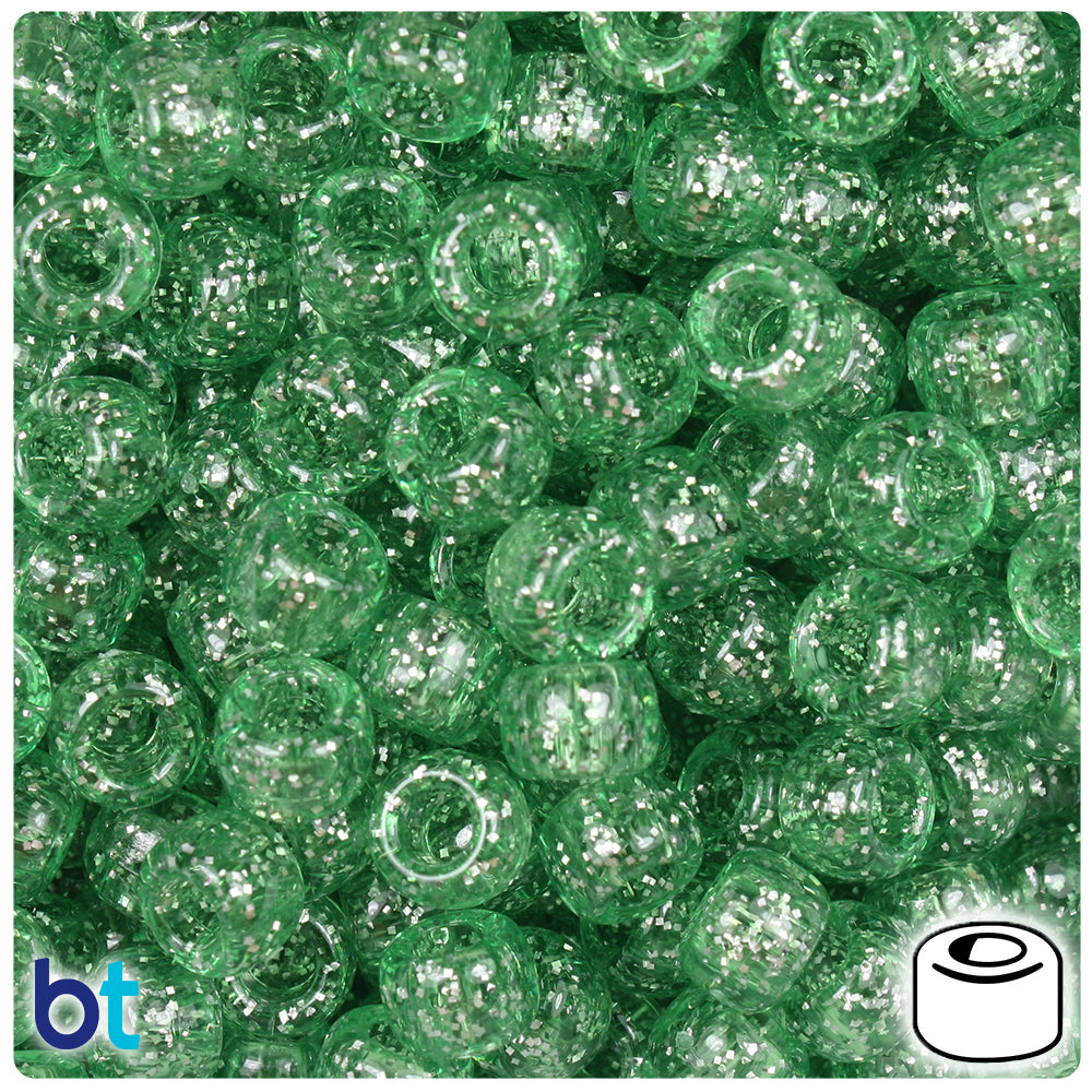 Peridot Sparkle 9mm Barrel Pony Beads (500pcs)