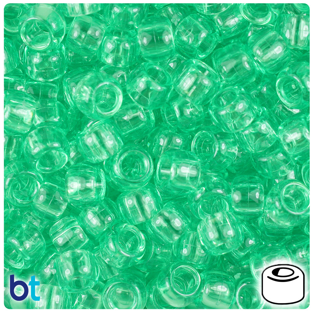 Peridot Transparent 9mm Barrel Pony Beads (500pcs)