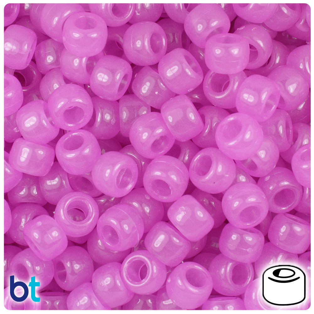 Purple Glow 9mm Barrel Pony Beads (500pcs)