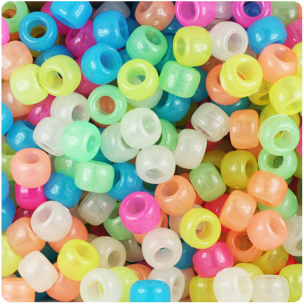 Glow Mix 9mm Barrel Pony Beads (100pcs)