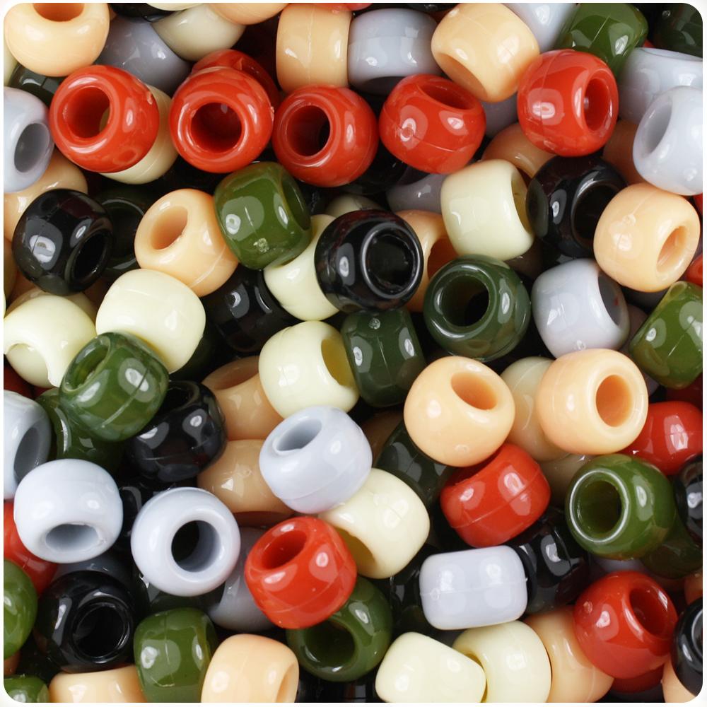 Natural Mix Opaque 9mm Barrel Pony Beads (100pcs)