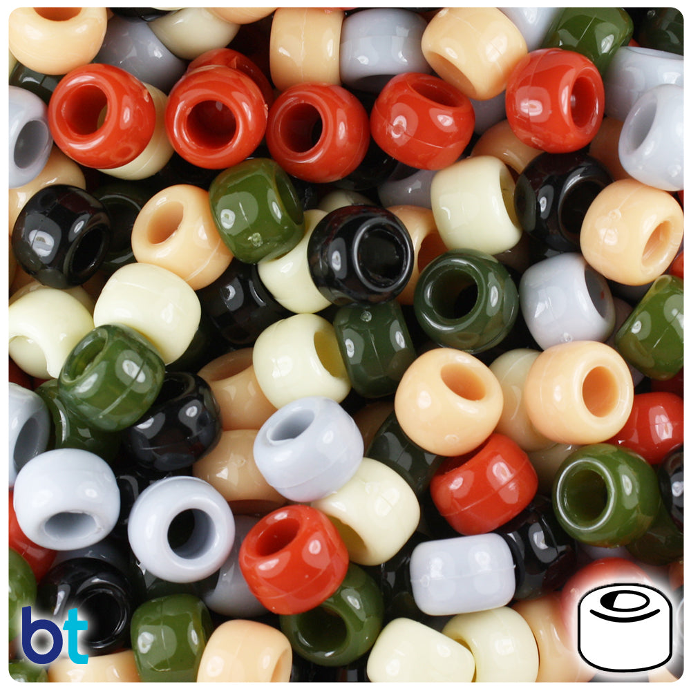 Natural Mix Opaque 9mm Barrel Pony Beads (500pcs)