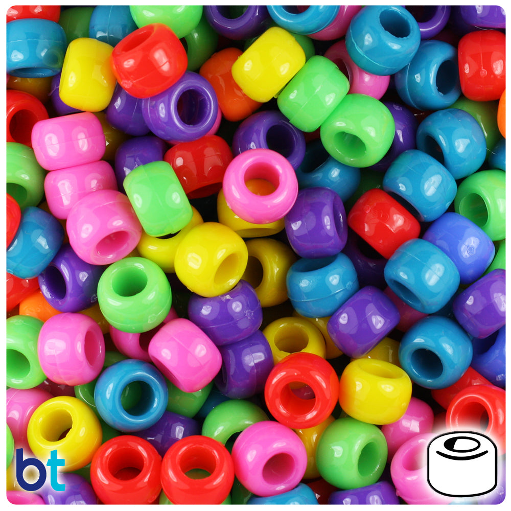 Circus Mix Opaque 9mm Barrel Pony Beads (500pcs)