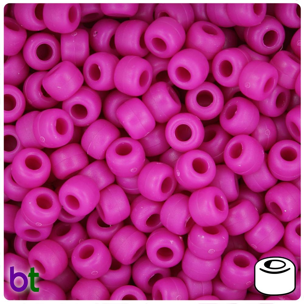 Mulberry Matte 9mm Barrel Pony Beads (100pcs)