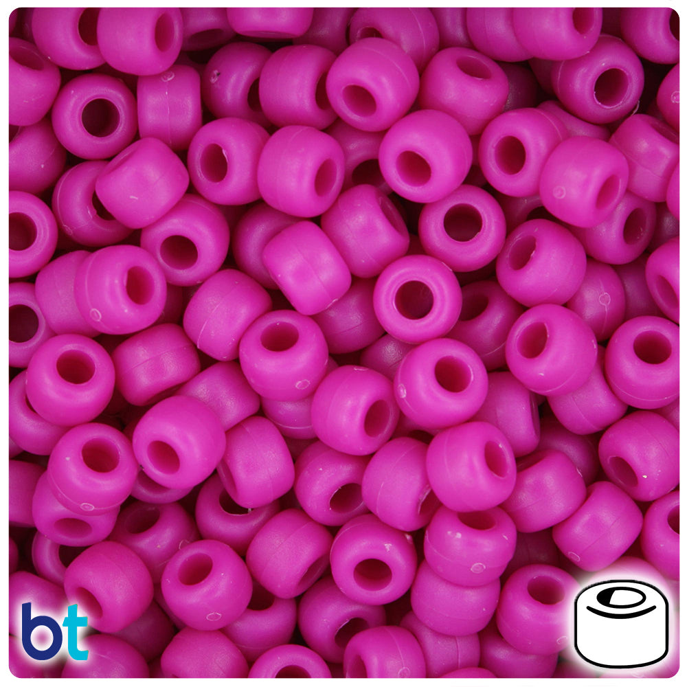 Mulberry Matte 9mm Barrel Pony Beads (500pcs)
