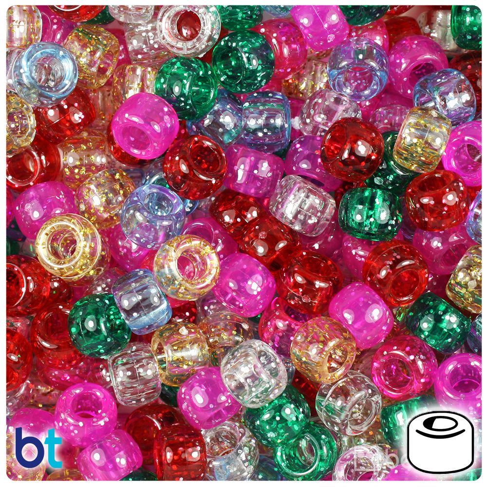 Classic Mix Sparkle 9mm Barrel Pony Beads (500pcs)
