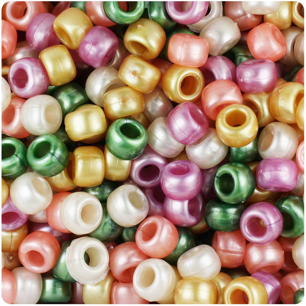 Warm Mix Pearl 9mm Barrel Pony Beads (100pcs)