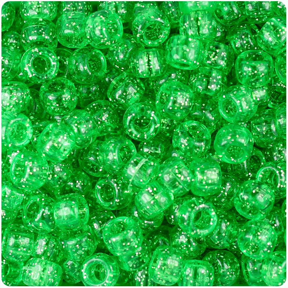 Mint Sparkle 9mm Barrel Pony Beads (100pcs)