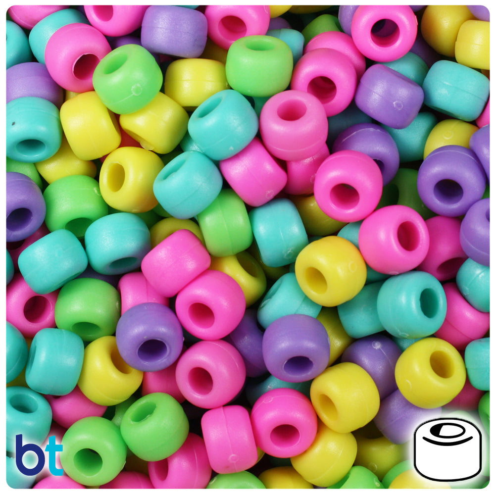 Candy Mix Matte 9mm Barrel Pony Beads (500pcs)