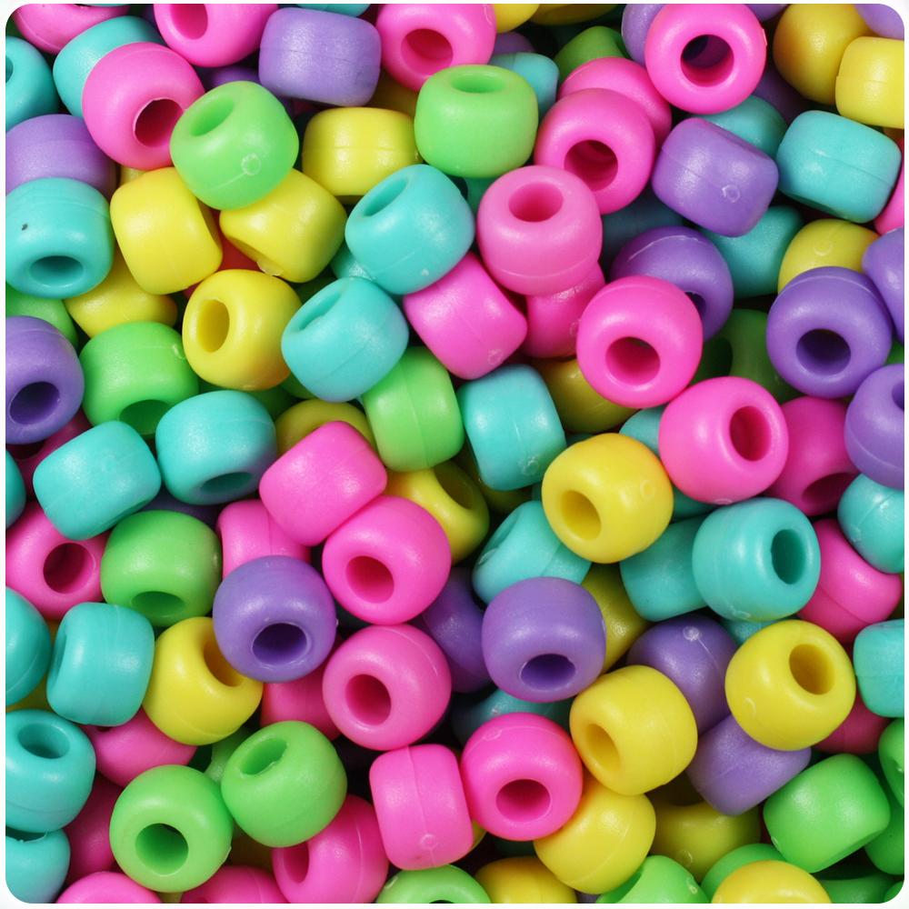 Candy Mix Matte 9mm Barrel Pony Beads (100pcs)