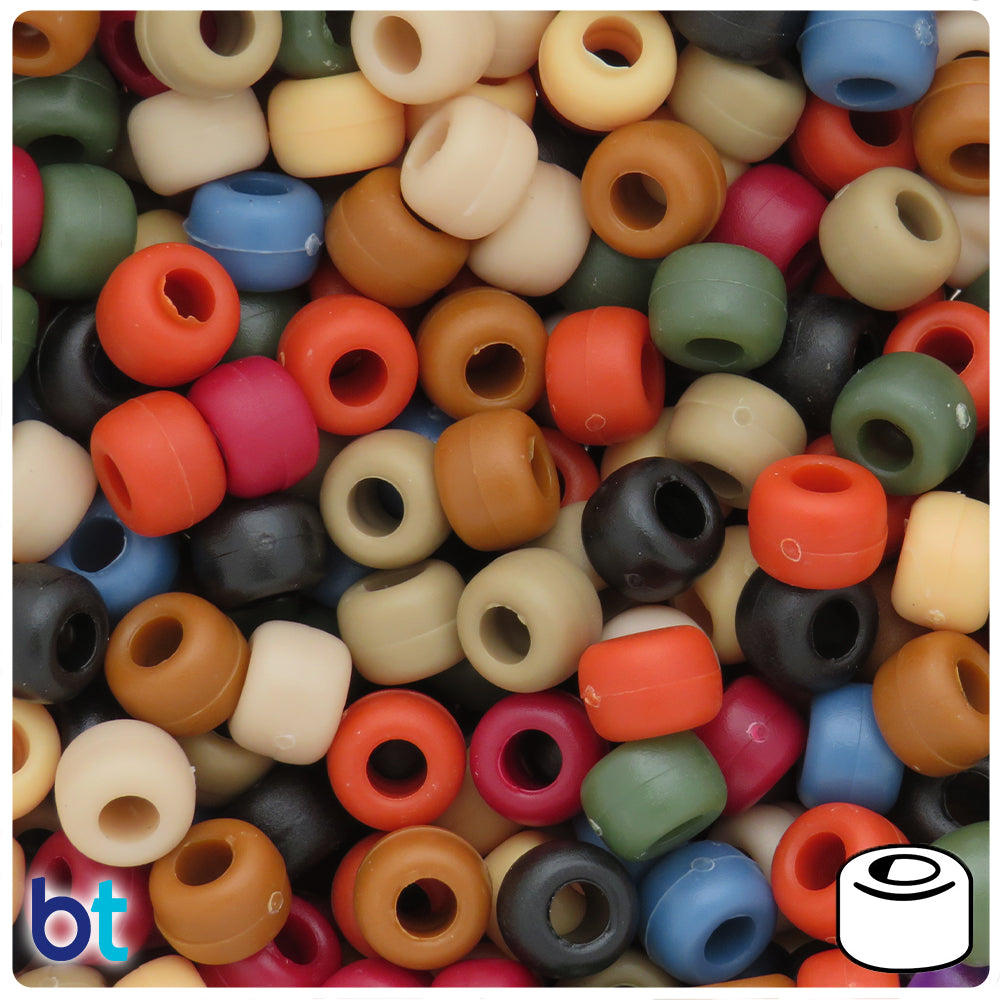 Americana Mix Matte 9mm Barrel Pony Beads (100pcs)