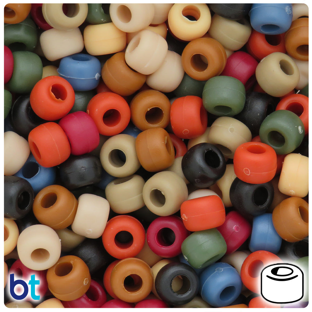 Americana Mix Matte 9mm Barrel Pony Beads (500pcs)
