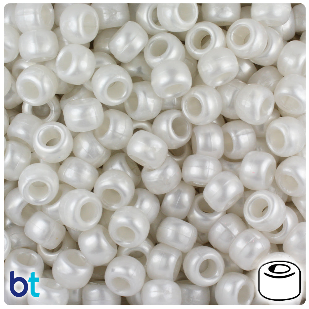 Bridal Pearl 9mm Barrel Pony Beads (500pcs)