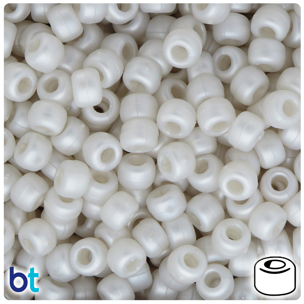 Bridal Ashed Pearl 9mm Barrel Pony Beads (500pcs)