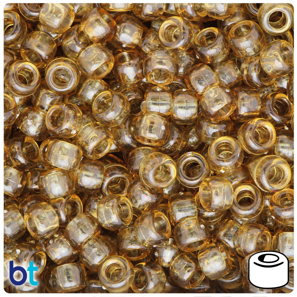 Smoke Topaz Transparent 9mm Barrel Pony Beads (100pcs)