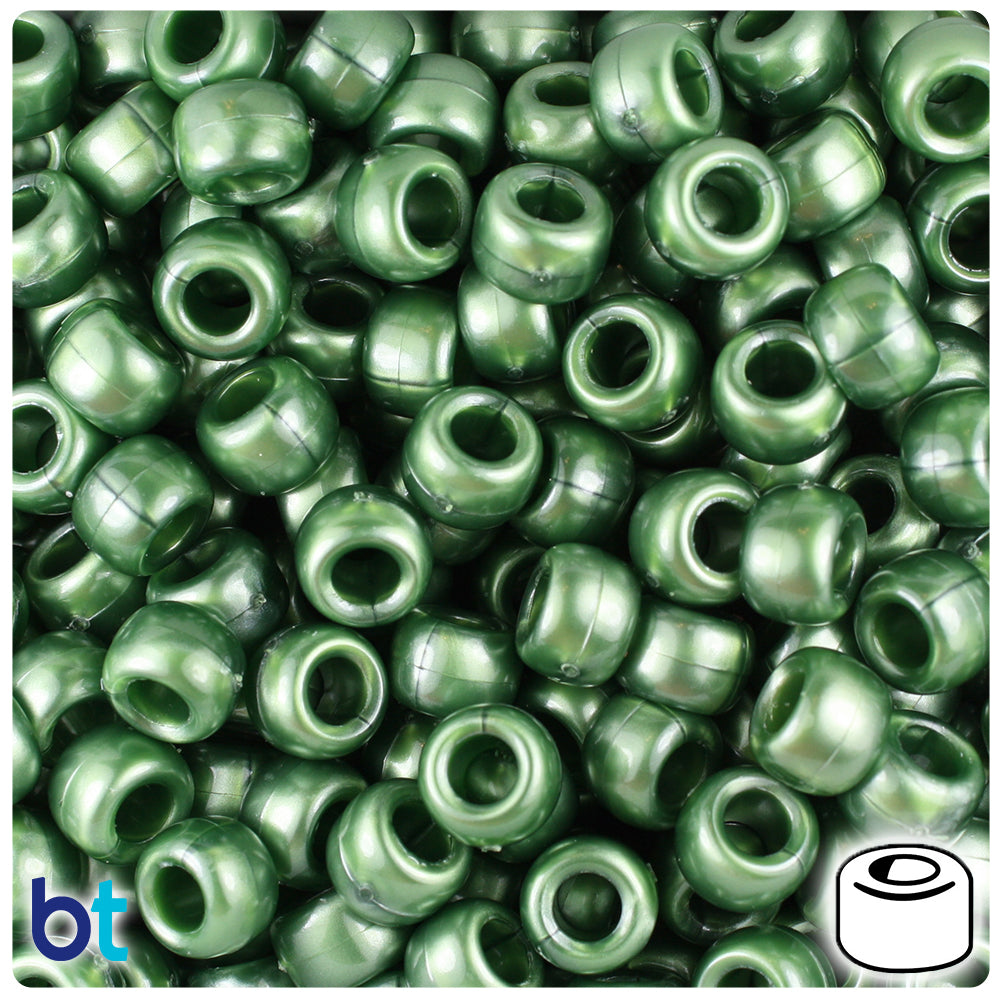 Jade Pearl 9mm Barrel Pony Beads (500pcs)