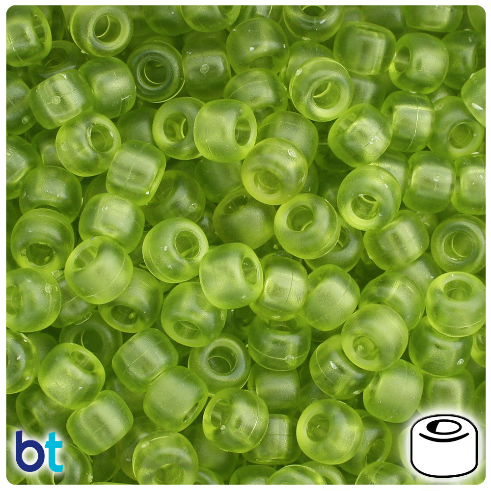 Light Avocado Frosted 9mm Barrel Pony Beads (500pcs)