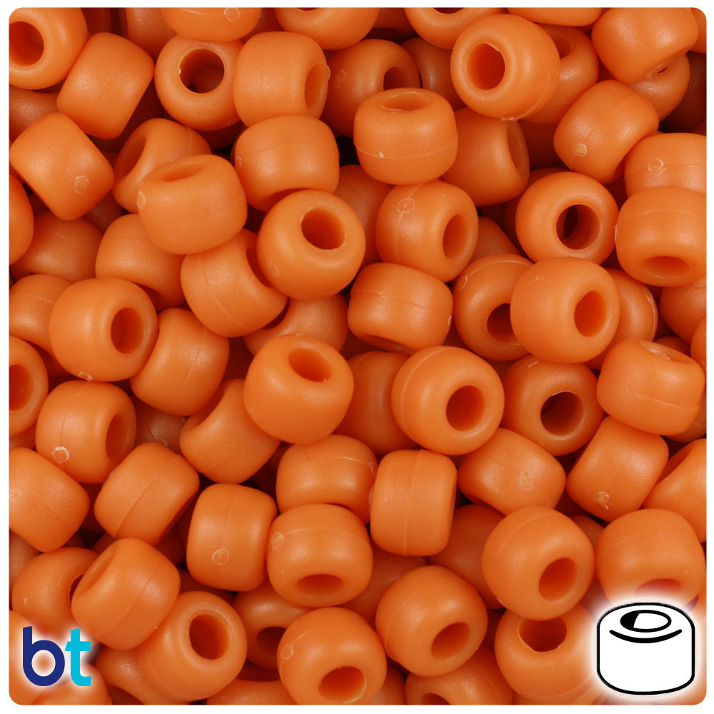 Pumpkin Matte 9mm Barrel Pony Beads (500pcs)