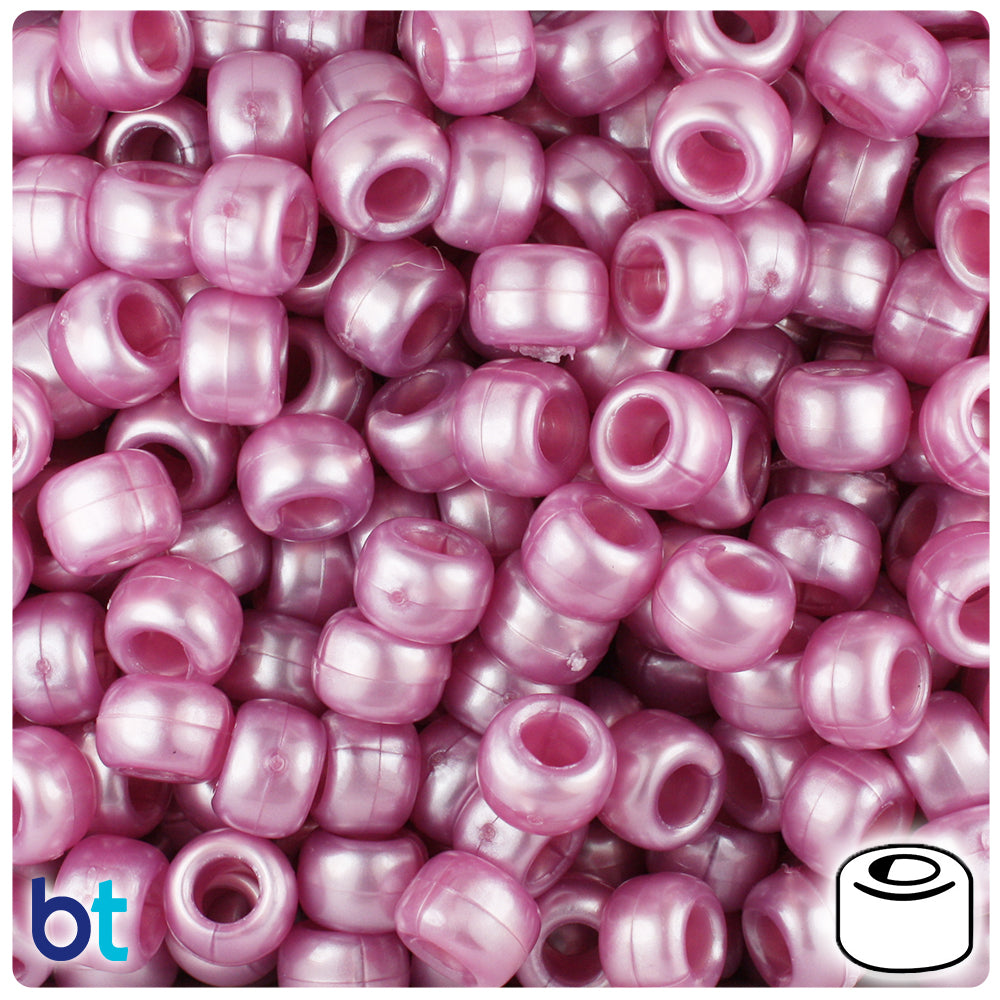 Mauve Pearl 9mm Barrel Pony Beads (500pcs)