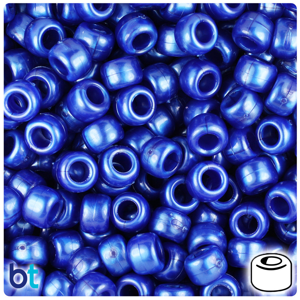 Cobalt Pearl 9mm Barrel Pony Beads (500pcs)