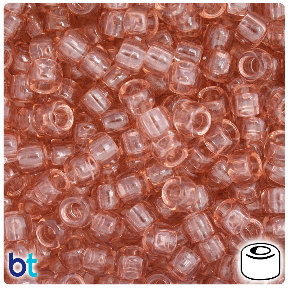 Vintage Peach Transparent 9mm Barrel Pony Beads (500pcs)
