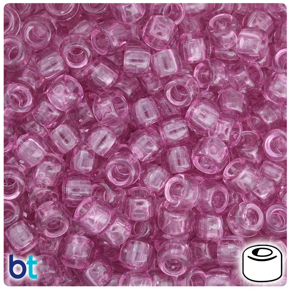 Vintage Rose Transparent 9mm Barrel Pony Beads (500pcs)