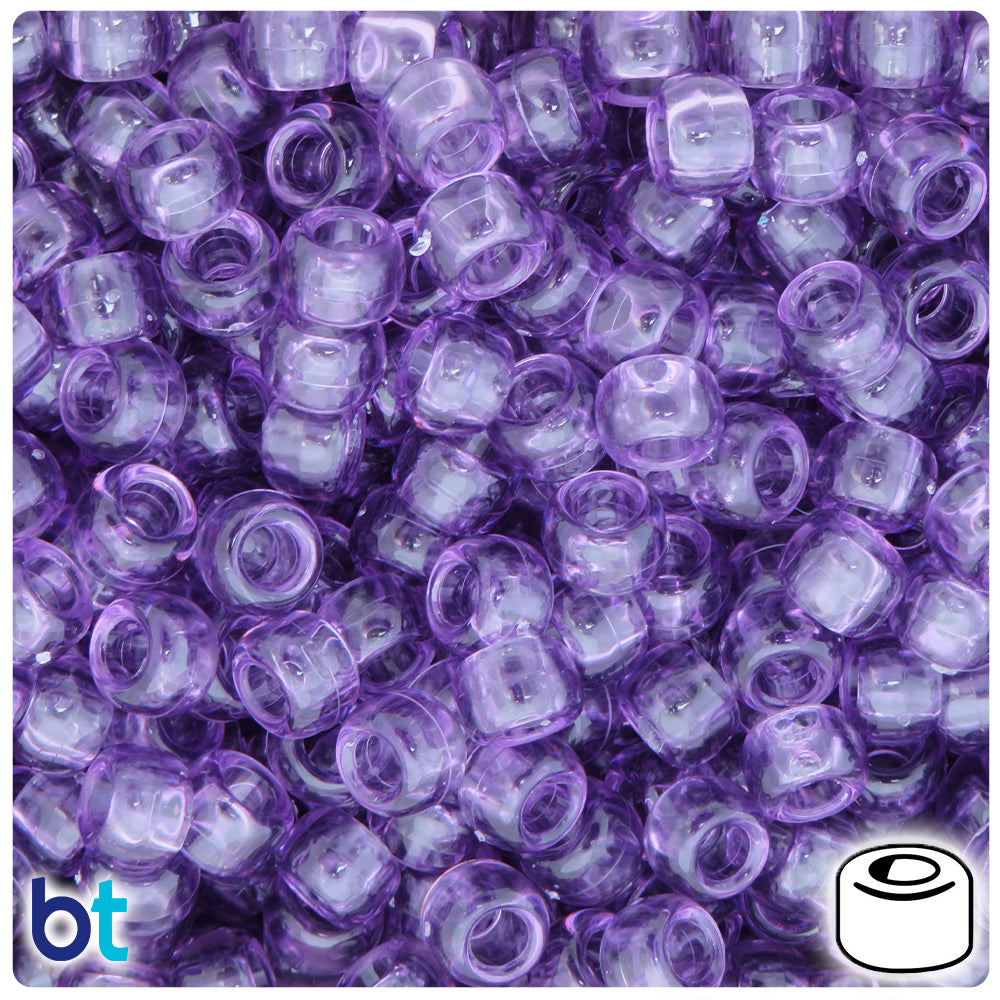 Vintage Amethyst Transparent 9mm Barrel Pony Beads (500pcs)