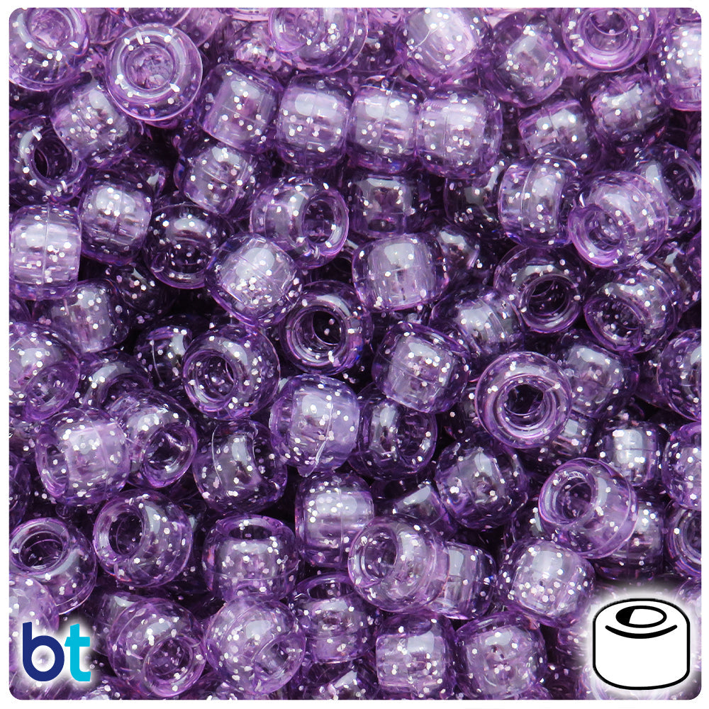 Vintage Amethyst Sparkle 9mm Barrel Pony Beads (100pcs)