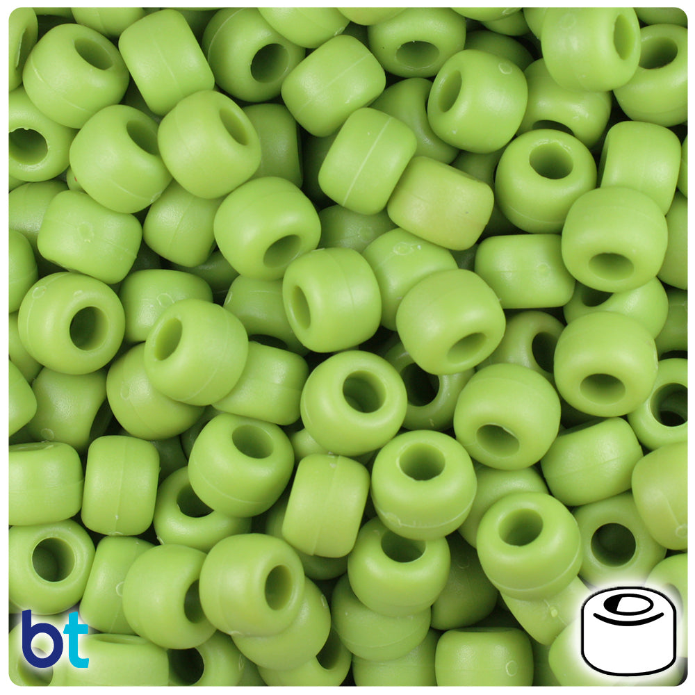 Kiwi Matte 9mm Barrel Pony Beads (500pcs)