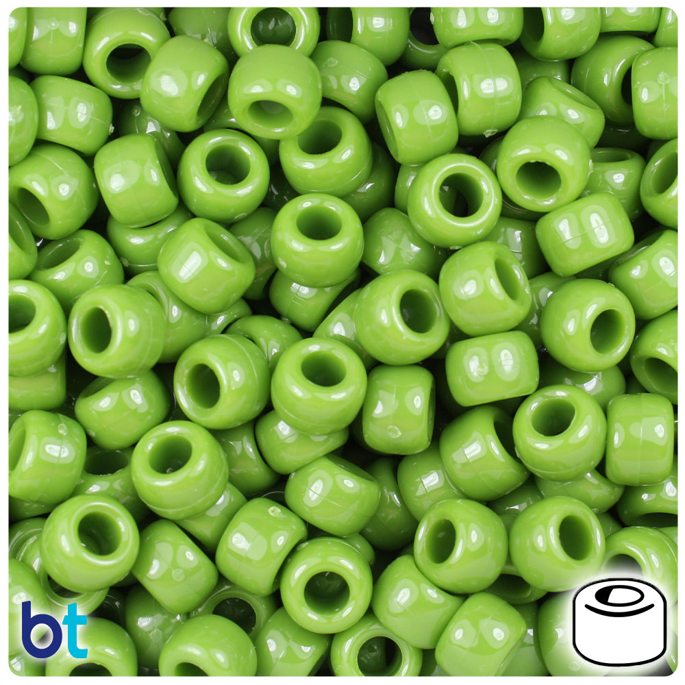 Olive Opaque 9mm Barrel Pony Beads (500pcs)