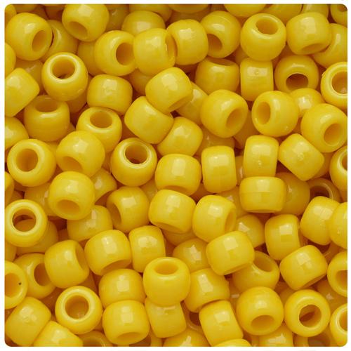 Daffodil Opaque 9mm Barrel Pony Beads (100pcs)