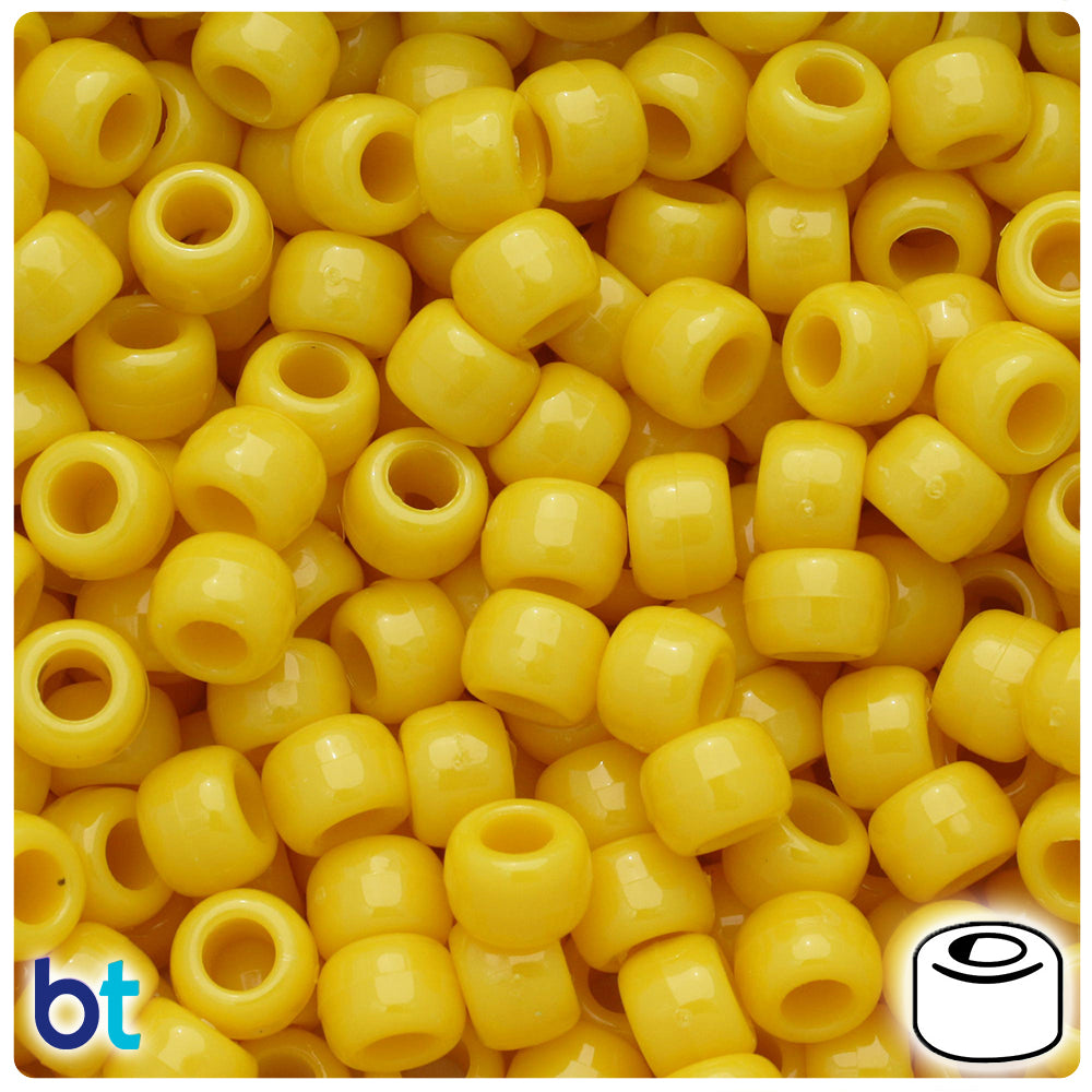 Daffodil Opaque 9mm Barrel Pony Beads (500pcs)