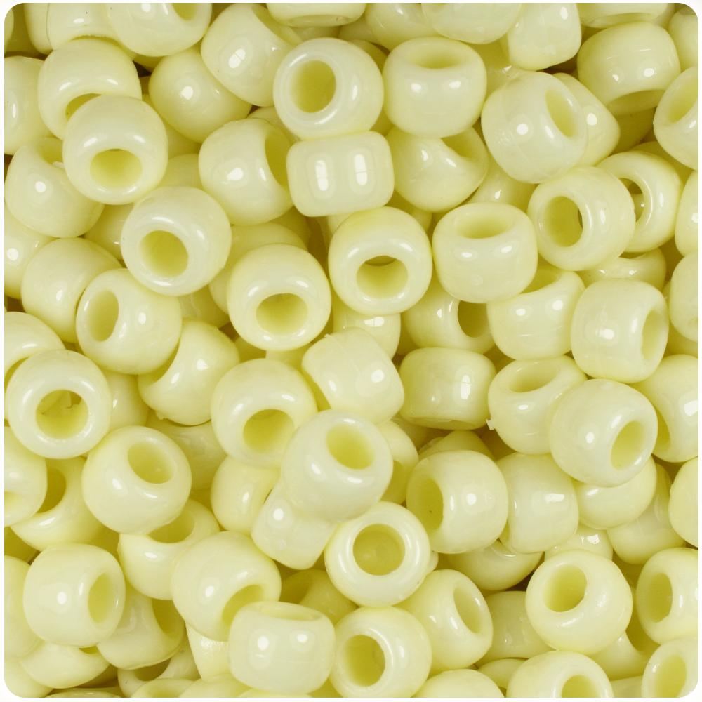 Buttermilk Opaque 9mm Barrel Pony Beads (100pcs)